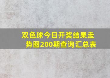 双色球今日开奖结果走势图200期查询汇总表