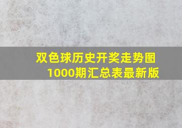 双色球历史开奖走势图1000期汇总表最新版