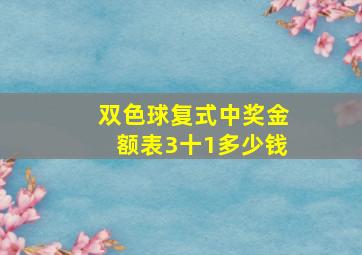 双色球复式中奖金额表3十1多少钱