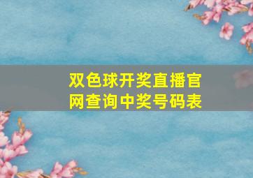 双色球开奖直播官网查询中奖号码表