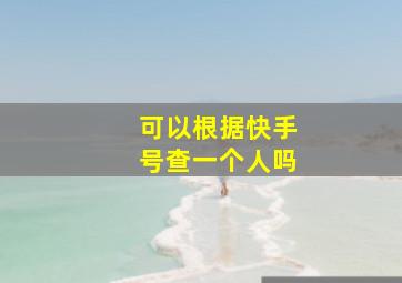 可以根据快手号查一个人吗