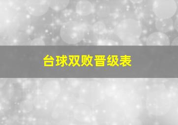 台球双败晋级表