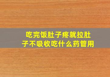 吃完饭肚子疼就拉肚子不吸收吃什么药管用