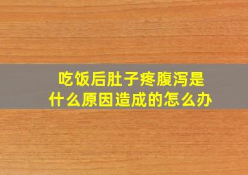 吃饭后肚子疼腹泻是什么原因造成的怎么办