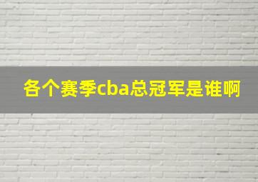 各个赛季cba总冠军是谁啊