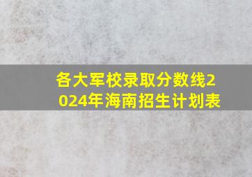 各大军校录取分数线2024年海南招生计划表