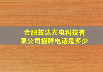 合肥兹达光电科技有限公司招聘电话是多少