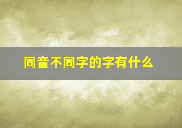 同音不同字的字有什么