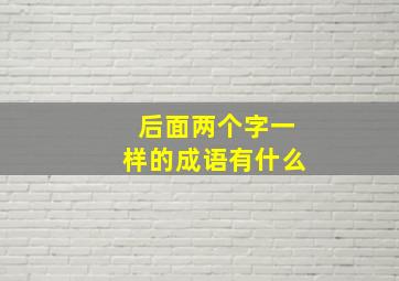 后面两个字一样的成语有什么