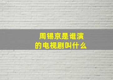 周锡京是谁演的电视剧叫什么