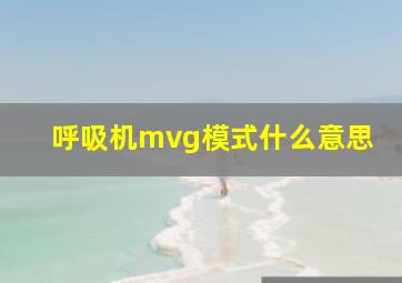 呼吸机mvg模式什么意思