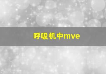 呼吸机中mve