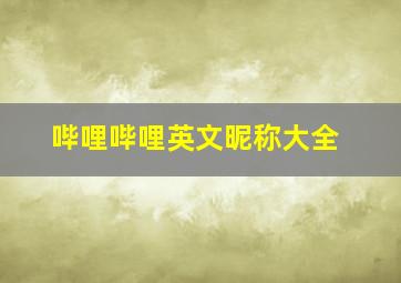 哔哩哔哩英文昵称大全