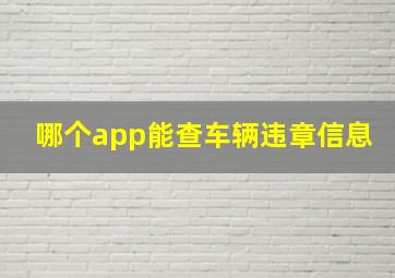 哪个app能查车辆违章信息