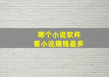 哪个小说软件看小说赚钱最多