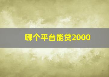 哪个平台能贷2000