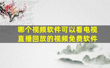 哪个视频软件可以看电视直播回放的视频免费软件