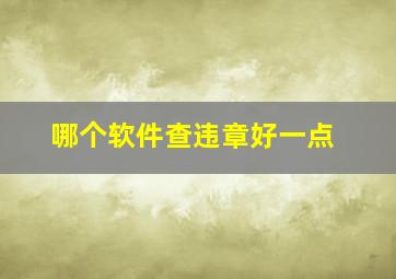 哪个软件查违章好一点