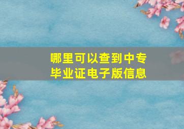 哪里可以查到中专毕业证电子版信息