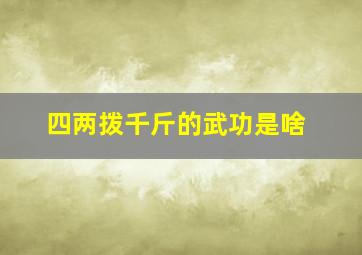 四两拨千斤的武功是啥