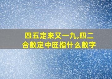 四五定来又一九,四二合数定中旺指什么数字