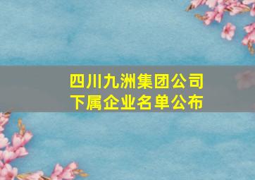 四川九洲集团公司下属企业名单公布