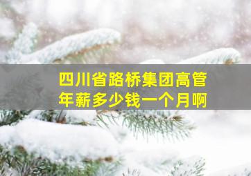 四川省路桥集团高管年薪多少钱一个月啊