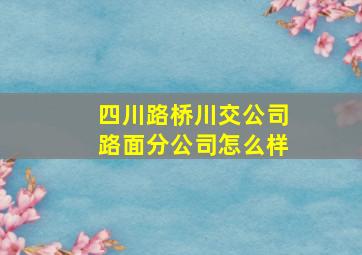 四川路桥川交公司路面分公司怎么样