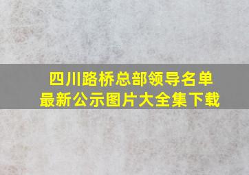 四川路桥总部领导名单最新公示图片大全集下载