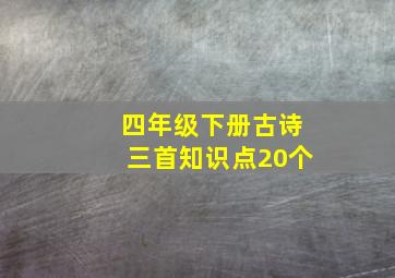 四年级下册古诗三首知识点20个