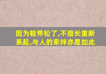 因为鞋带松了,不擅长重新系起,与人的牵绊亦是如此