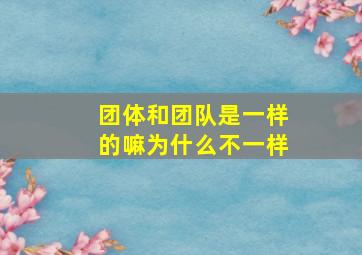 团体和团队是一样的嘛为什么不一样