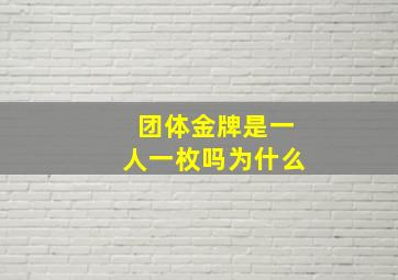 团体金牌是一人一枚吗为什么