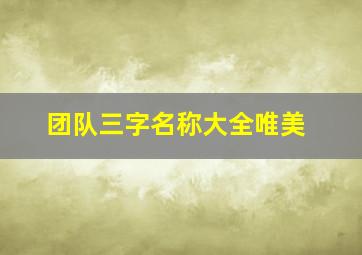 团队三字名称大全唯美