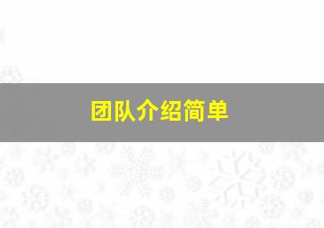 团队介绍简单