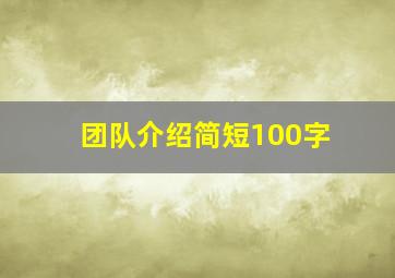 团队介绍简短100字