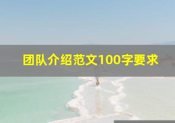 团队介绍范文100字要求