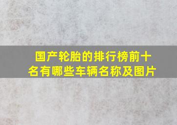 国产轮胎的排行榜前十名有哪些车辆名称及图片