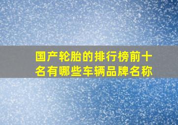 国产轮胎的排行榜前十名有哪些车辆品牌名称