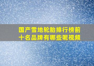 国产雪地轮胎排行榜前十名品牌有哪些呢视频