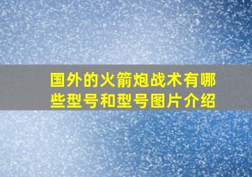 国外的火箭炮战术有哪些型号和型号图片介绍