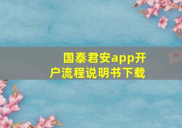 国泰君安app开户流程说明书下载