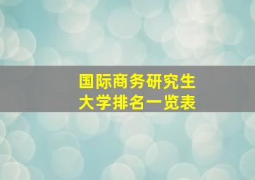 国际商务研究生大学排名一览表