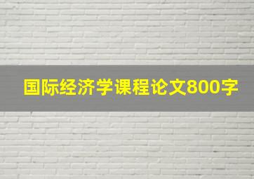 国际经济学课程论文800字