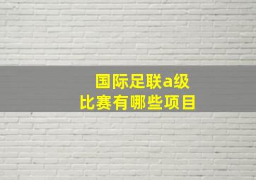 国际足联a级比赛有哪些项目