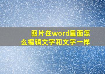 图片在word里面怎么编辑文字和文字一样