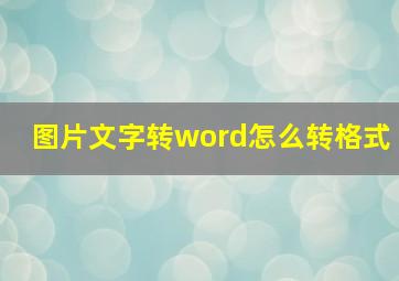 图片文字转word怎么转格式