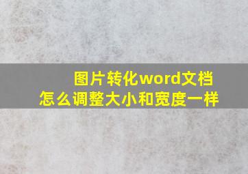 图片转化word文档怎么调整大小和宽度一样