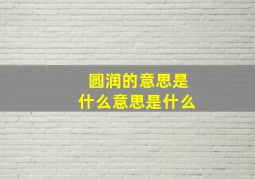 圆润的意思是什么意思是什么