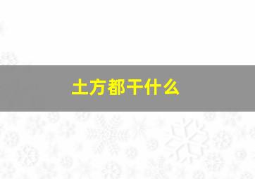 土方都干什么